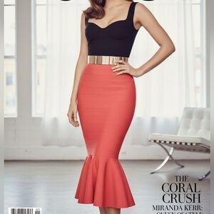 Coral Bandage Skirt – High Stretch Bodycon, Size S Guess